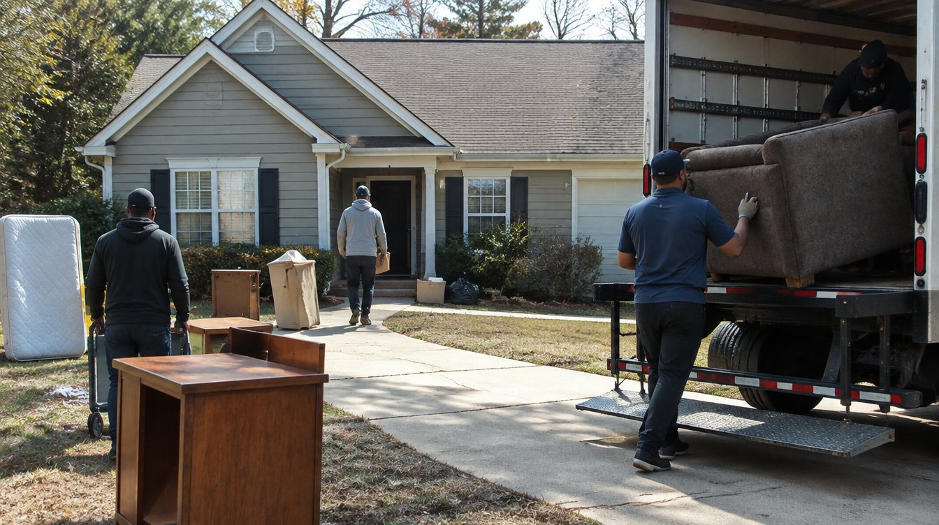 Moving crew loading furniture during a Georgia eviction setout